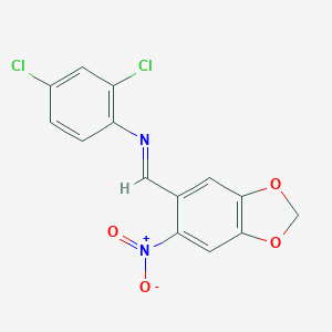 molecular formula C14H8Cl2N2O4 B324113 2,4-dichloro-N-[(E)-(6-nitro-1,3-benzodioxol-5-yl)methylidene]aniline 