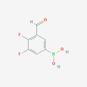 molecular formula C7H5BF2O3 B3241256 3,4-Difluoro-5-formylphenylboronic acid CAS No. 1451393-34-2