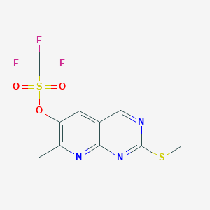 molecular formula C10H8F3N3O3S2 B3241298 7-甲基-2-(甲硫基)吡啶并[2,3-d]嘧啶-6-基三氟甲磺酸盐 CAS No. 1454682-76-8