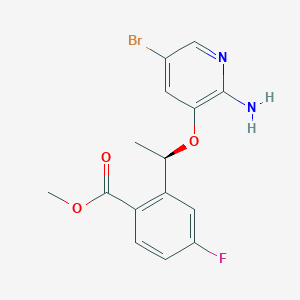 molecular formula C15H14BrFN2O3 B3241308 (R)-Methyl 2-(1-((2-amino-5-bromopyridin-3-yl)oxy)ethyl)-4-fluorobenzoate CAS No. 1454848-00-0