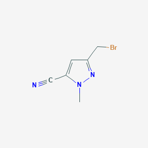 molecular formula C6H6BrN3 B3241312 3-(bromomethyl)-1-methyl-1H-pyrazole-5-carbonitrile CAS No. 1454848-85-1