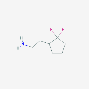molecular formula C7H13F2N B3241384 2-(2,2-Difluorocyclopentyl)ethan-1-amine CAS No. 1461709-03-4