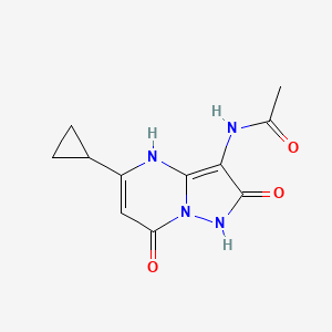 molecular formula C11H12N4O3 B3241443 N-(5-Cyclopropyl-2,7-dioxo-1,2,4,7-tetrahydropyrazolo[1,5-A]pyrimidin-3-YL)acetamide CAS No. 1464091-55-1