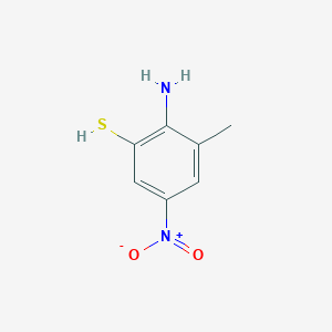 molecular formula C7H8N2O2S B3241487 Benzenethiol, 2-amino-3-methyl-5-nitro- CAS No. 146746-79-4