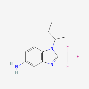 molecular formula C12H14F3N3 B3241674 1-(butan-2-yl)-2-(trifluoromethyl)-1H-1,3-benzodiazol-5-amine CAS No. 1479797-03-9