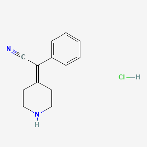 molecular formula C13H15ClN2 B3241718 2-Phenyl-2-(piperidin-4-ylidene)acetonitrile hydrochloride CAS No. 148096-23-5