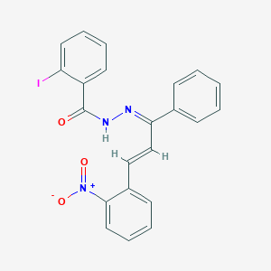 molecular formula C22H16IN3O3 B324172 N'-(3-{2-nitrophenyl}-1-phenylprop-2-enylidene)-2-iodobenzohydrazide 