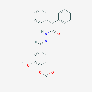 molecular formula C24H22N2O4 B324181 4-{(E)-[2-(diphenylacetyl)hydrazinylidene]methyl}-2-methoxyphenyl acetate 