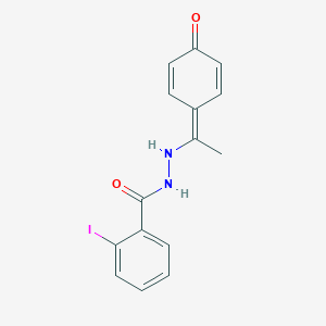 molecular formula C15H13IN2O2 B324184 2-iodo-N'-[1-(4-oxocyclohexa-2,5-dien-1-ylidene)ethyl]benzohydrazide 