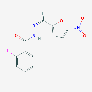 molecular formula C12H8IN3O4 B324185 N'-({5-nitro-2-furyl}methylene)-2-iodobenzohydrazide 