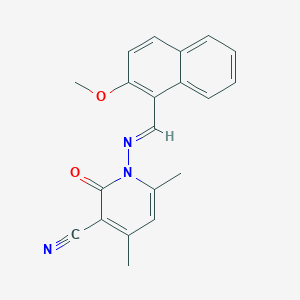 molecular formula C20H17N3O2 B324196 1-{[(1E)-(2-methoxy-1-naphthyl)methylene]amino}-4,6-dimethyl-2-oxo-1,2-dihydropyridine-3-carbonitrile 