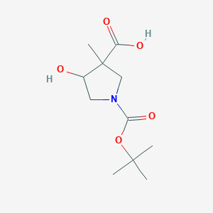 molecular formula C11H19NO5 B3242034 1-(tert-Butoxycarbonyl)-4-hydroxy-3-methylpyrrolidine-3-carboxylic acid CAS No. 1499189-52-4