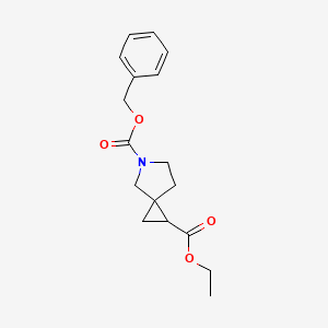 molecular formula C17H21NO4 B3242215 5-Azaspiro[2.4]heptane-1,5-dicarboxylic acid, 1-ethyl 5-(phenylmethyl) ester CAS No. 150543-36-5