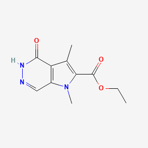molecular formula C11H13N3O3 B3242239 Ethyl 1,3-dimethyl-4-oxo-4,5-dihydro-1H-pyrrolo[2,3-d]pyridazine-2-carboxylate CAS No. 150582-33-5