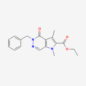 molecular formula C18H19N3O3 B3242241 Ethyl 5-benzyl-1,3-dimethyl-4-oxo-4,5-dihydro-1H-pyrrolo[2,3-d]pyridazine-2-carboxylate CAS No. 150582-34-6