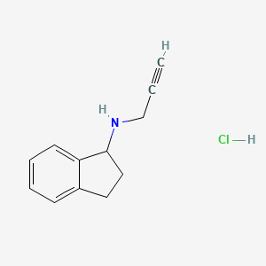 molecular formula C12H14ClN B3242248 N-(prop-2-yn-1-yl)-2,3-dihydro-1H-inden-1-amine hydrochloride CAS No. 1506-18-9
