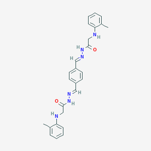 molecular formula C26H28N6O2 B324226 2-(2-toluidino)-N'~1~-{(E)-1-[4-({(E)-2-[2-(2-toluidino)acetyl]hydrazono}methyl)phenyl]methylidene}acetohydrazide 