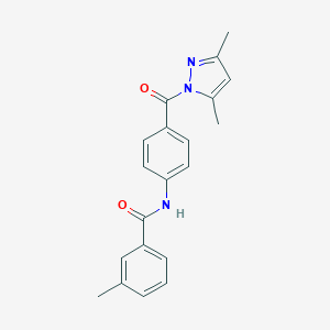 molecular formula C20H19N3O2 B324231 N-{4-[(3,5-dimethyl-1H-pyrazol-1-yl)carbonyl]phenyl}-3-methylbenzamide 