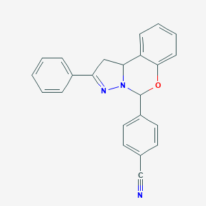 molecular formula C23H17N3O B324306 4-(2-Phenyl-1,10b-dihydropyrazolo[1,5-c][1,3]benzoxazin-5-yl)benzonitrile 