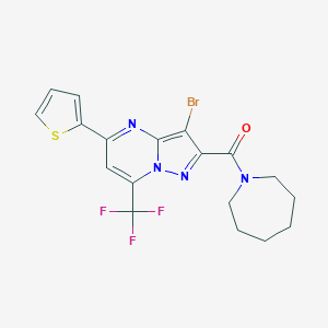 molecular formula C18H16BrF3N4OS B324308 2-(1-Azepanylcarbonyl)-3-bromo-5-(2-thienyl)-7-(trifluoromethyl)pyrazolo[1,5-a]pyrimidine 