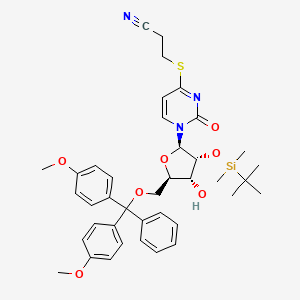 3-((1-((2R,3R,4R,5R)-5-((Bis(4-methoxyphenyl)(phenyl)methoxy)methyl)-3-((tert-butyldimethylsilyl)oxy)-4-hydroxytetrahydrofuran-2-yl)-2-oxo-1,2-dihydropyrimidin-4-yl)thio)propanenitrile