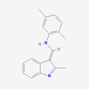 molecular formula C18H18N2 B324314 2,5-dimethyl-N-[(E)-(2-methylindol-3-ylidene)methyl]aniline 