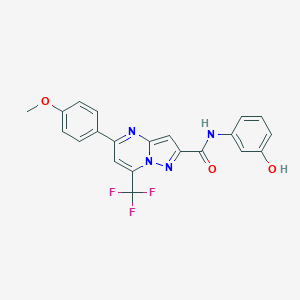 molecular formula C21H15F3N4O3 B324319 N-(3-hydroxyphenyl)-5-(4-methoxyphenyl)-7-(trifluoromethyl)pyrazolo[1,5-a]pyrimidine-2-carboxamide 