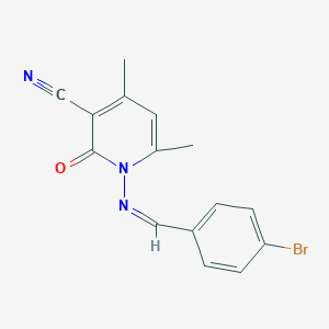 molecular formula C15H12BrN3O B324323 1-[(4-Bromobenzylidene)amino]-4,6-dimethyl-2-oxo-1,2-dihydropyridine-3-carbonitrile 