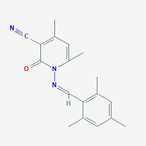 molecular formula C18H19N3O B324324 4,6-dimethyl-2-oxo-1-[(Z)-(2,4,6-trimethylphenyl)methylideneamino]pyridine-3-carbonitrile 