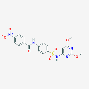 molecular formula C19H17N5O7S B324333 N-(4-{[(2,6-dimethoxy-4-pyrimidinyl)amino]sulfonyl}phenyl)-4-nitrobenzamide 