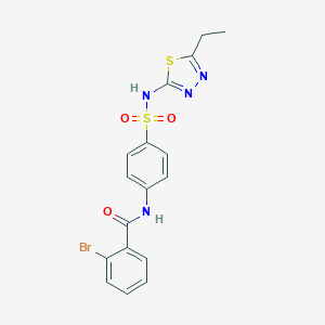 molecular formula C17H15BrN4O3S2 B324334 2-Bromo-N-[4-(5-ethyl-[1,3,4]thiadiazol-2-ylsulfamoyl)-phenyl]-benzamide 