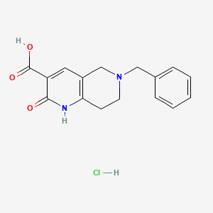 molecular formula C16H17ClN2O3 B3243362 1,6-Naphthyridine-3-carboxylic acid, 1,2,5,6,7,8-hexahydro-2-oxo-6-(phenylmethyl)-, hydrochloride CAS No. 156363-99-4