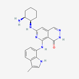 molecular formula C22H25N7O B3243369 7-(((1R,2S)-2-Aminocyclohexyl)amino)-5-((3-methyl-1H-indol-7-yl)amino)pyrido[3,4-d]pyridazin-4(3H)-one CAS No. 1564272-40-7