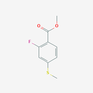 molecular formula C9H9FO2S B3243502 Methyl 2-fluoro-4-methylsulphenylbenzoate CAS No. 157652-35-2