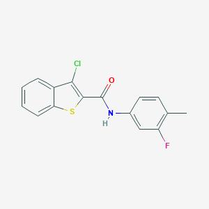 molecular formula C16H11ClFNOS B324364 3-chloro-N-(3-fluoro-4-methylphenyl)-1-benzothiophene-2-carboxamide 