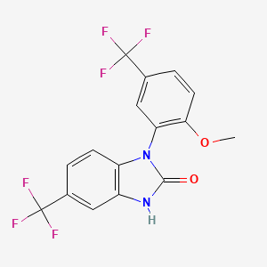 molecular formula C16H10F6N2O2 B3243738 1-(2-Methoxy-5-trifluoromethylphenyl)-5-trifluoromethyl-1,3-dihydro-2H-benzimidazol-2-one CAS No. 159117-83-6