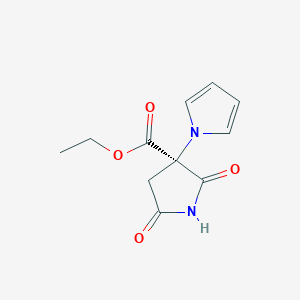 molecular formula C11H12N2O4 B3243751 (R)-ethyl 2,5-dioxo-3-(1H-pyrrol-1-yl)pyrrolidine-3-carboxylate CAS No. 159213-19-1