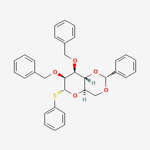 molecular formula C33H32O5S B3243786 (2R,4Ar,6R,7S,8S,8aR)-2-phenyl-7,8-bis(phenylmethoxy)-6-phenylsulfanyl-4,4a,6,7,8,8a-hexahydropyrano[3,2-d][1,3]dioxine CAS No. 159407-17-7