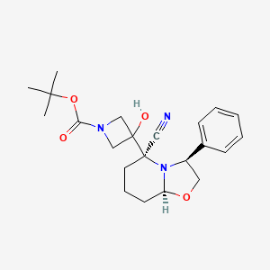 molecular formula C22H29N3O4 B3243848 Tert-butyl 3-((3S,5R,8AS)-5-cyano-3-phenylhexahydro-5H-oxazolo[3,2-A]pyridin-5-YL)-3-hydroxyazetidine-1-carboxylate CAS No. 1597407-55-0