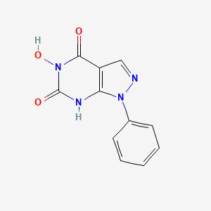 molecular formula C11H8N4O3 B3244010 5-hydroxy-1-phenyl-2H-pyrazolo[3,4-d]pyrimidine-4,6-dione CAS No. 16075-63-1