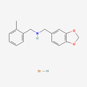 molecular formula C16H18BrNO2 B3244050 (1,3-Benzodioxol-5-ylmethyl)(2-methylbenzyl)amine hydrobromide CAS No. 1609395-71-2