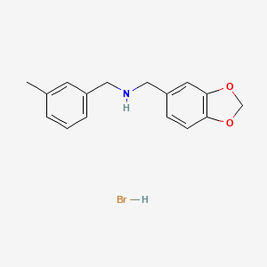 molecular formula C16H18BrNO2 B3244114 (1,3-Benzodioxol-5-ylmethyl)(3-methylbenzyl)amine hydrobromide CAS No. 1609400-39-6