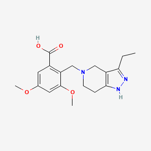 molecular formula C18H23N3O4 B3244239 2-[(3-Ethyl-6,7-dihydro-1H-pyrazolo[4,3-c]pyridin-5(4H)-yl)methyl]-3,5-dimethoxybenzoic Acid CAS No. 1609875-19-5