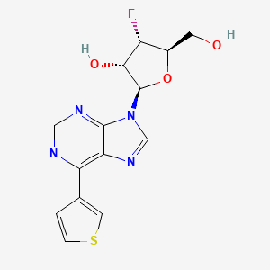 molecular formula C14H13FN4O3S B3244280 9-(3'-Deoxy-3'-fluoro-b-D-ribofuranosyl)-6-(thiophen-3-yl)purine CAS No. 1612191-90-8
