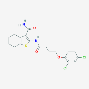 molecular formula C19H20Cl2N2O3S B324432 2-{[4-(2,4-Dichlorophenoxy)butanoyl]amino}-4,5,6,7-tetrahydro-1-benzothiophene-3-carboxamide 