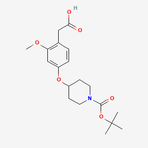 molecular formula C19H27NO6 B3244467 2-(4-(1-(Tert-butoxycarbonyl)piperidin-4-yloxy)-2-methoxyphenyl)acetic acid CAS No. 162045-86-5