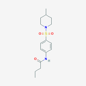 molecular formula C16H24N2O3S B324464 N-{4-[(4-methyl-1-piperidinyl)sulfonyl]phenyl}butanamide 