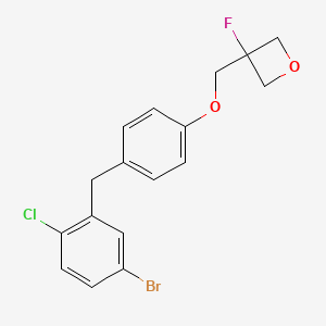 molecular formula C17H15BrClFO2 B3244726 3-((4-(5-Bromo-2-chlorobenzyl)phenoxy)methyl)-3-fluorooxetane CAS No. 1632286-04-4
