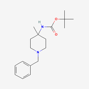 B3244745 Carbamic acid, n-[4-methyl-1-(phenylmethyl)-4-piperidinyl]-, 1,1-dimethylethyl ester CAS No. 163271-07-6