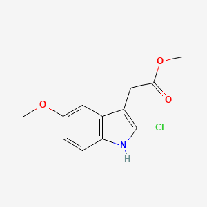 molecular formula C12H12ClNO3 B3244914 Methyl 2-(2-chloro-5-methoxy-1H-indol-3-yl)acetate CAS No. 164083-69-6